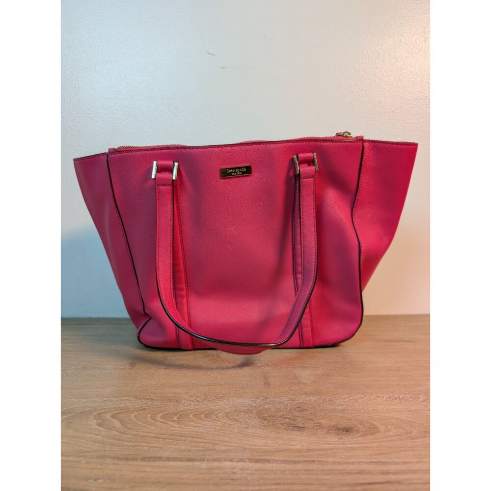 KATE SPADE Newbury Lane Convertible Satchel Shoulder Bag Pink Leather Flaw
